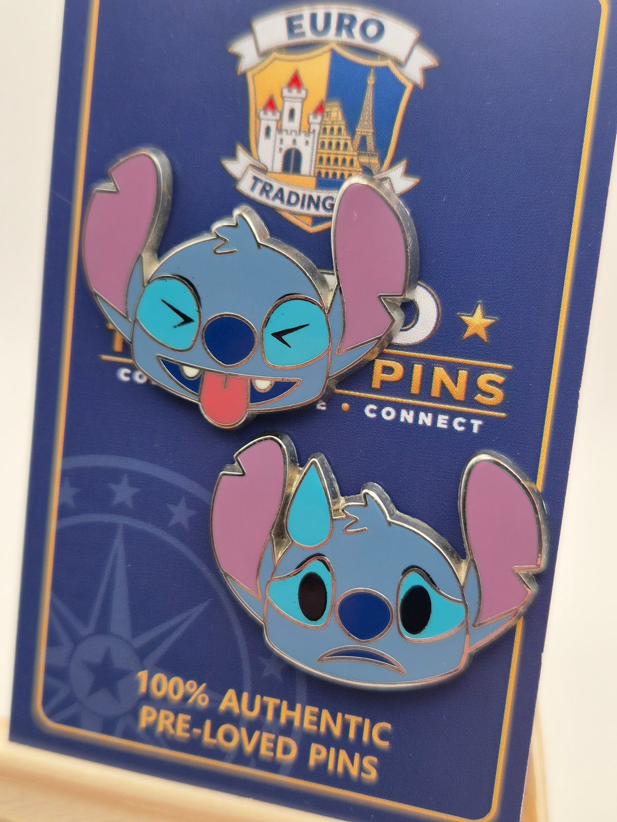Stitch Emoji's - Laughing and Sad Faces (set of 2) - 100% Authentic Disney Pin