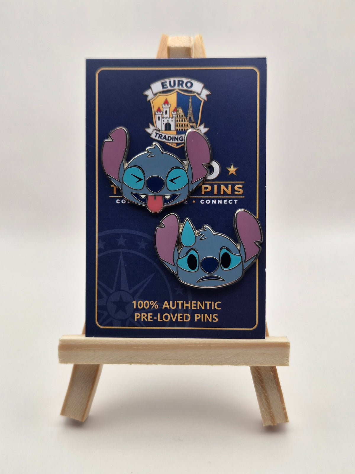 Stitch Emoji's - Laughing and Sad Faces (set of 2) - 100% Authentic Disney Pin