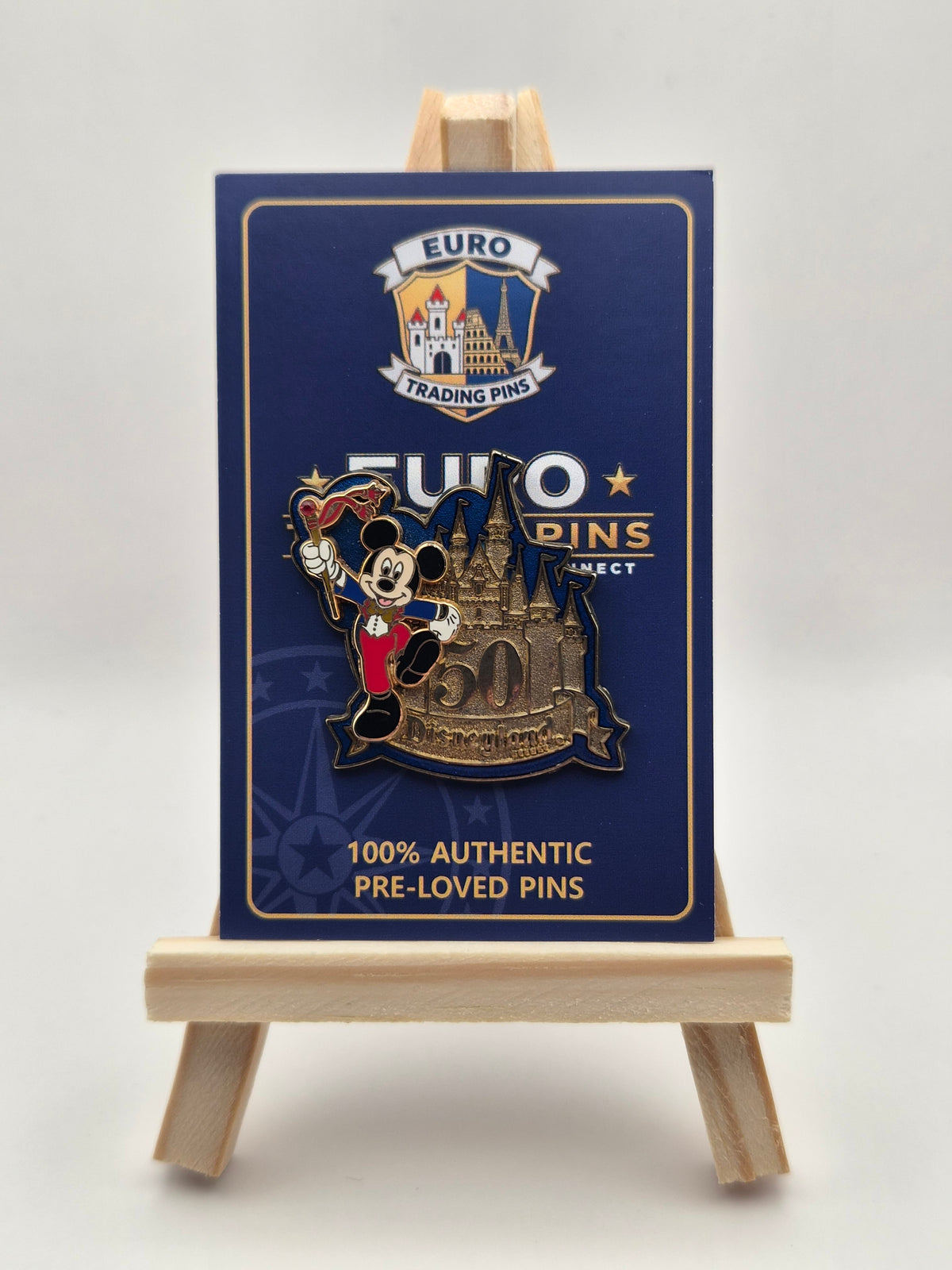 Mickey Mouse and Sleeping Beauty Castle - 50th Anniversary Disneyland Resort California - 100% Authentic Disney Pin