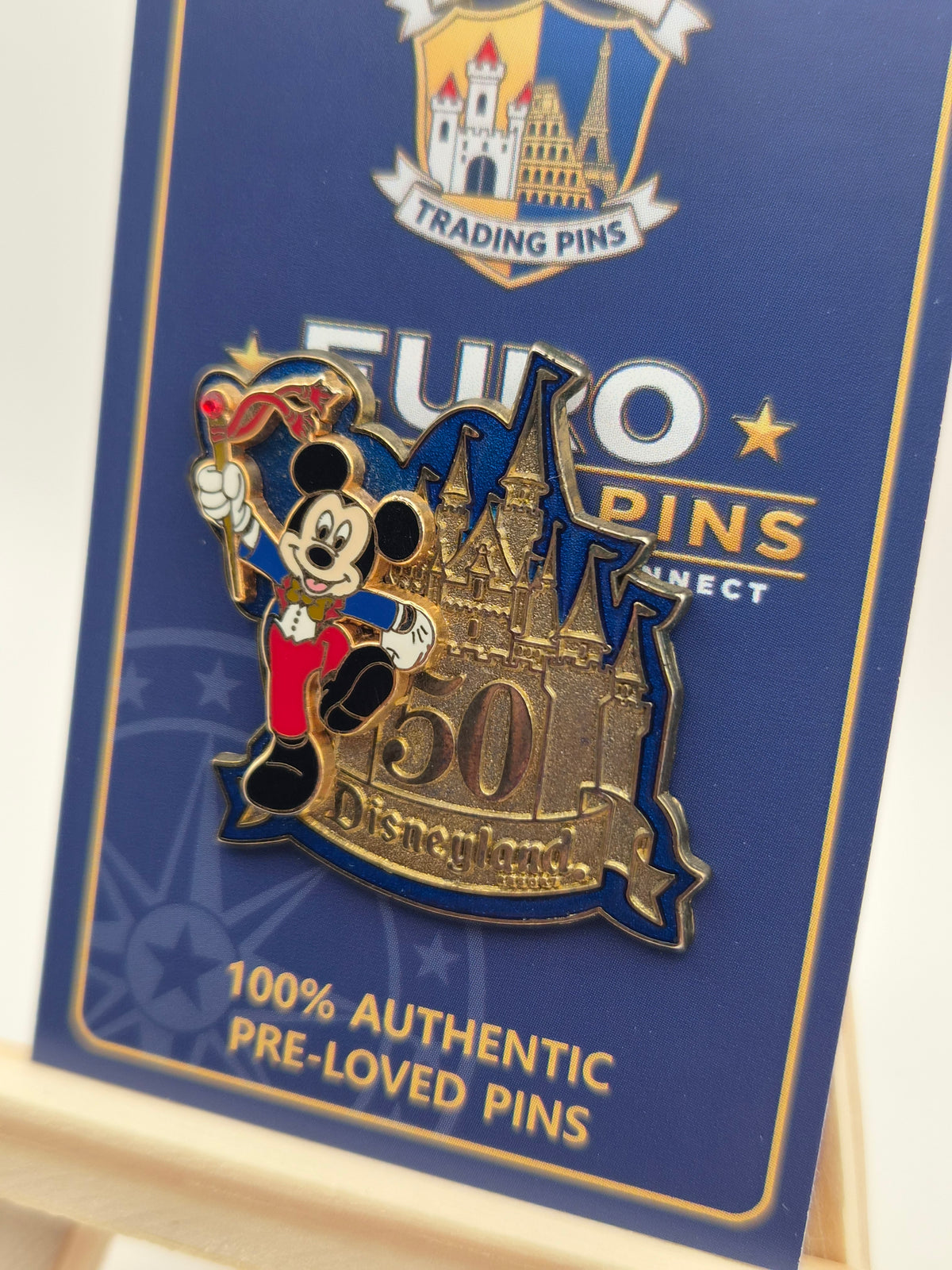 Mickey Mouse and Sleeping Beauty Castle - 50th Anniversary Disneyland Resort California - 100% Authentic Disney Pin